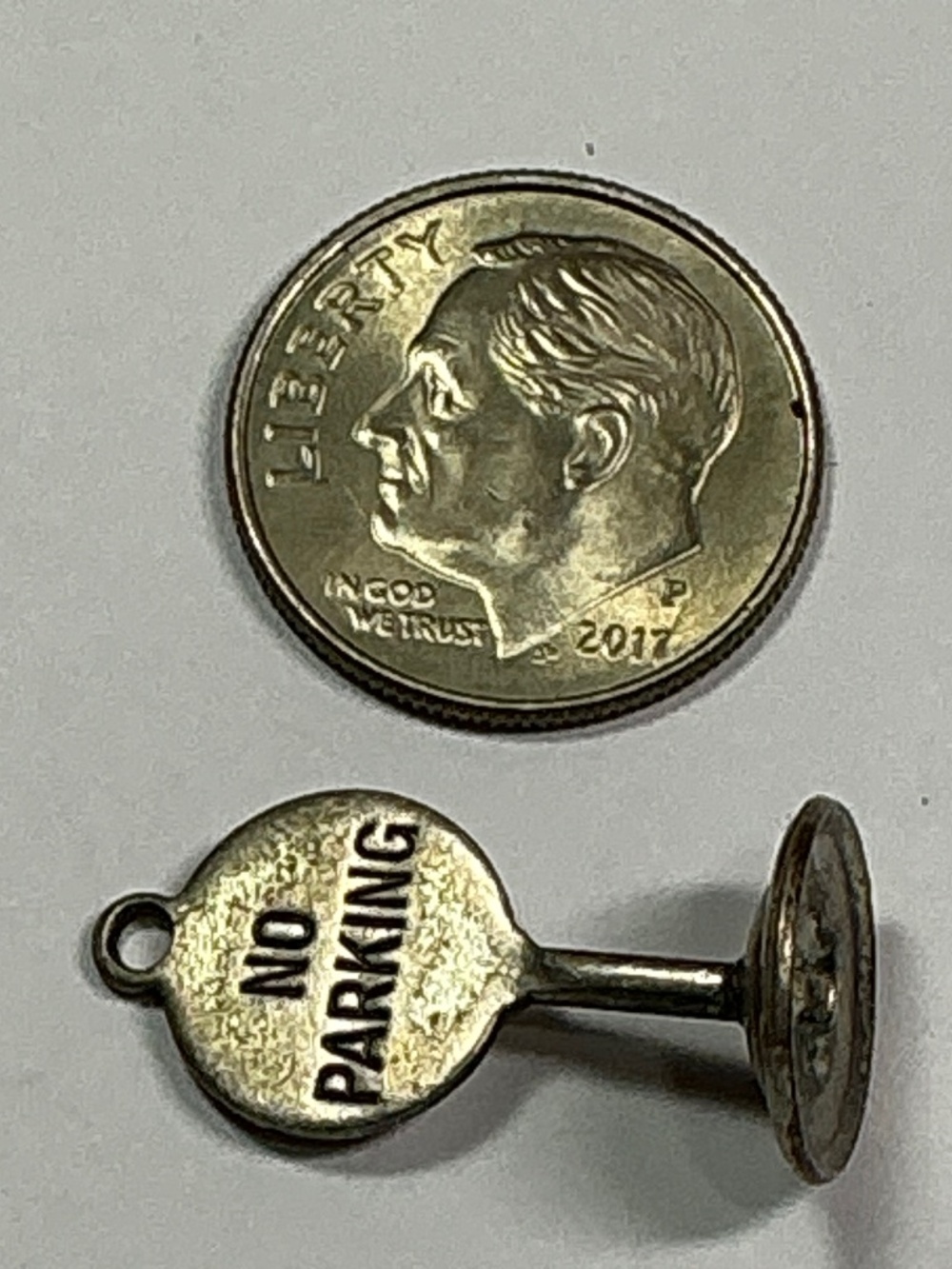 Sterling Silver No Parking Sign Charm. 1 inch long - Picture 3 of 3